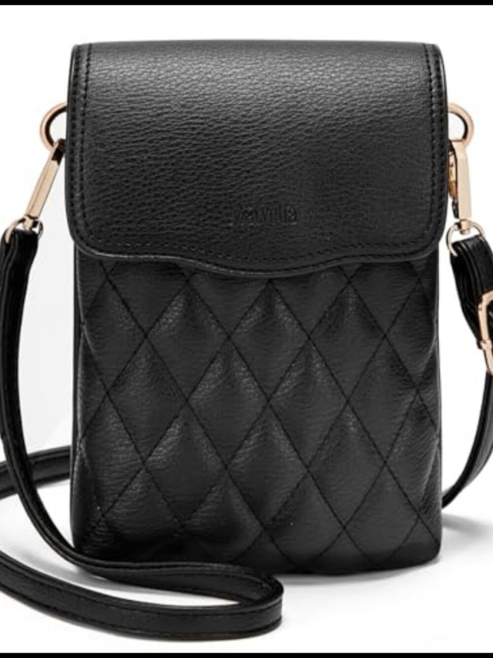 Small Vegan Leather Quilted Crossbody Phone Purse Travel Shoulder Bag